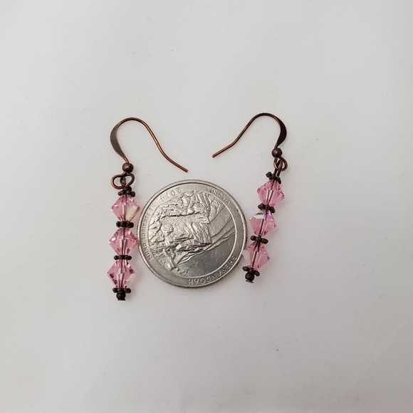 Pink Swarovski Crystal Earrings NEW - Picture 2 of 2